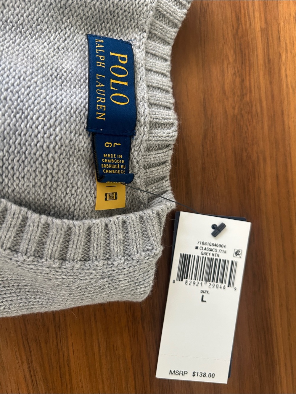 NWT Polo by Ralph Lauren Light Gray Crewneck Sweater